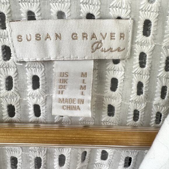 Susan Graver Sz MPure Cotton Lace Single Button Blazer Fully Lined Summer Office - Picture 6 of 7